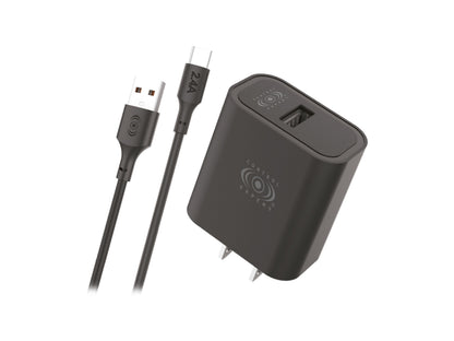 Combo Cargador Tipo C 2.4AMP Negro