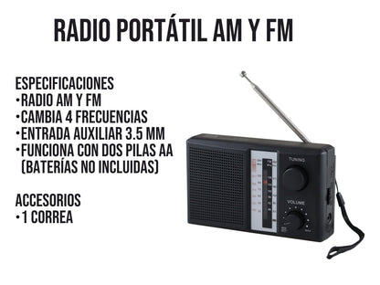 Radio Portátil AM FM Banda Ancha