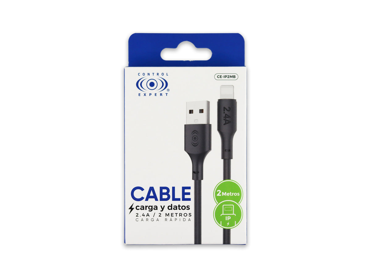 Cable USB a iPhone Negro 2 metros 2.4 A - Blanco