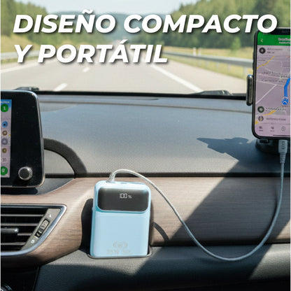 Power Bank Flow Series 20,000mAh 35W – Carga Rápida con Cables Integrados y Pantalla Digital - Negro