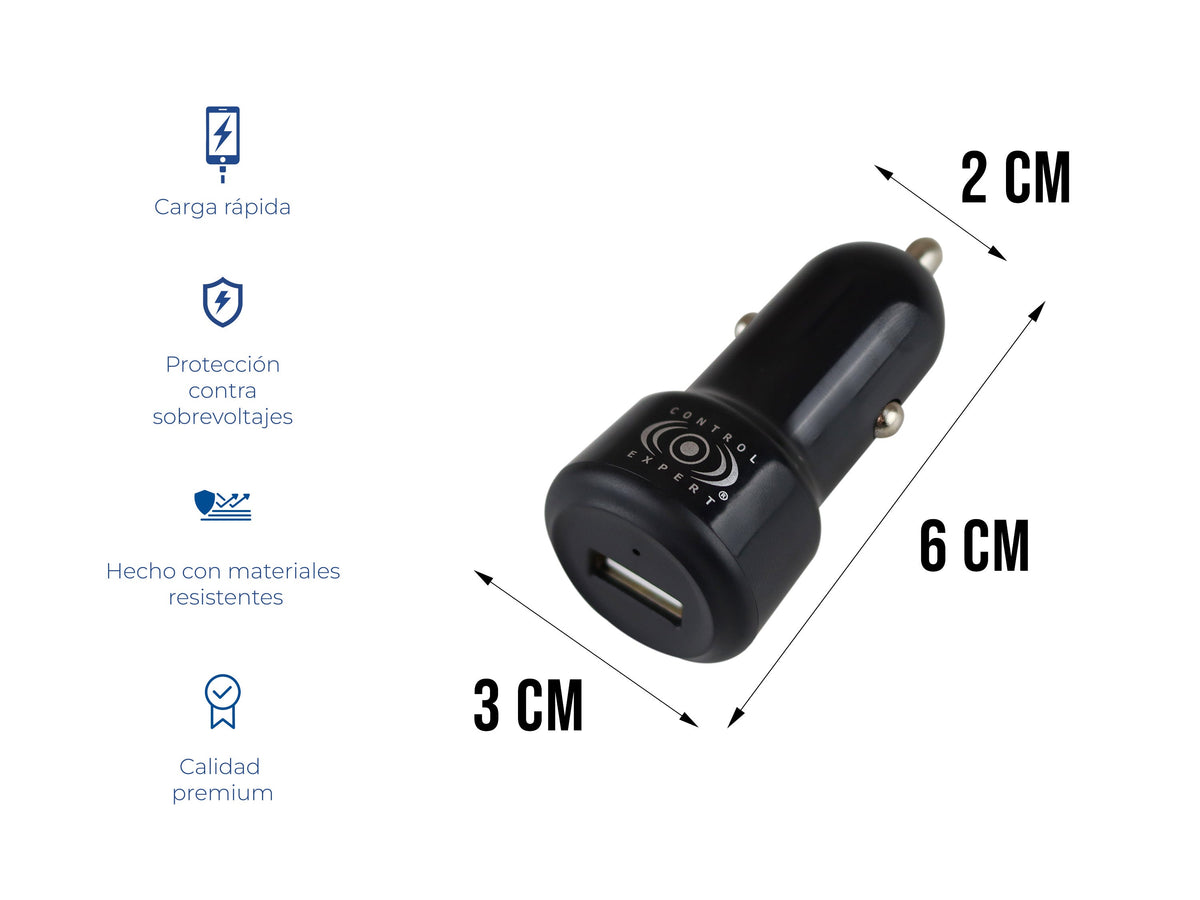 Turbo Cargador Para Auto 2.1A - Negro