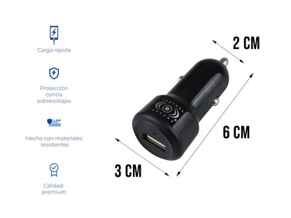 Turbo Cargador Para Auto 2.1A - Negro