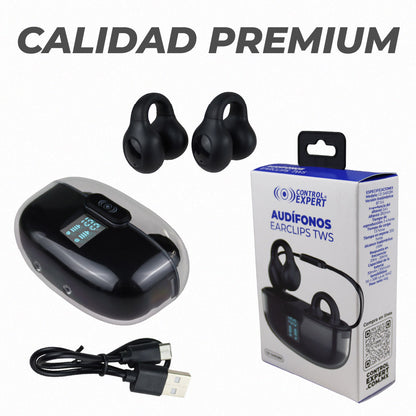 Audífonos Earclips Pro TWS – Control Táctil, Sonido Hi-Fi y Diseño Ergonómico Ultra Ligero - Blanco