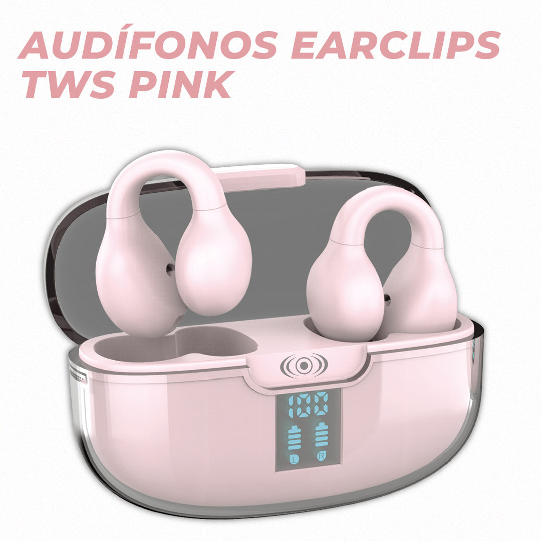 Audífonos Earclips Pro TWS – Control Táctil, Sonido Hi-Fi y Diseño Ergonómico Ultra Ligero - Rosa
