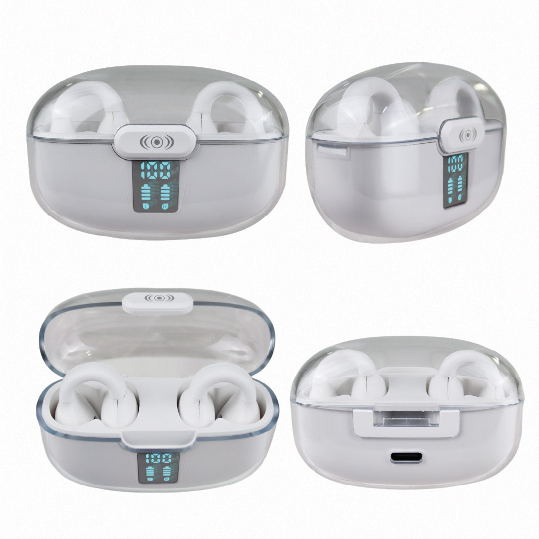 Audífonos Earclips Pro TWS – Control Táctil, Sonido Hi-Fi y Diseño Ergonómico Ultra Ligero - Blanco