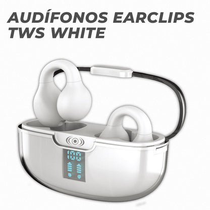 Audífonos Earclips Pro TWS – Control Táctil, Sonido Hi-Fi y Diseño Ergonómico Ultra Ligero - Blanco