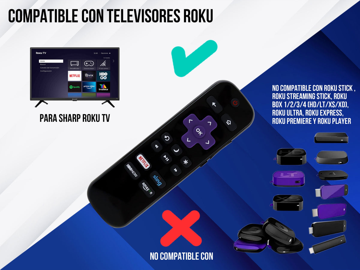 Control para Sharp Roku Smart Tv - CE-SR8ontrol para Sharp Roku Smart Tv