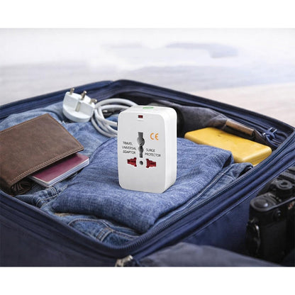 Adaptador Universal de Viaje Internacional Todo en Uno | Enchufe Europeo, Americano, UK y Australia Compatible Más de 150 Países Protector contra Sobretensiones