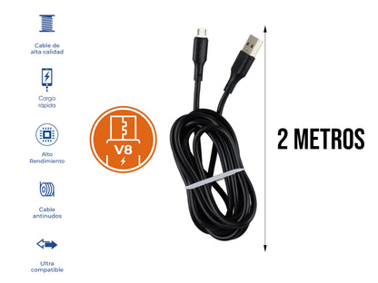 Cable USB a V8 Negro - Negro