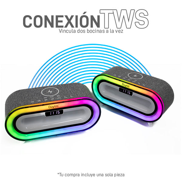 Despertador Inteligente con Bocina Bluetooth y Luz RGB