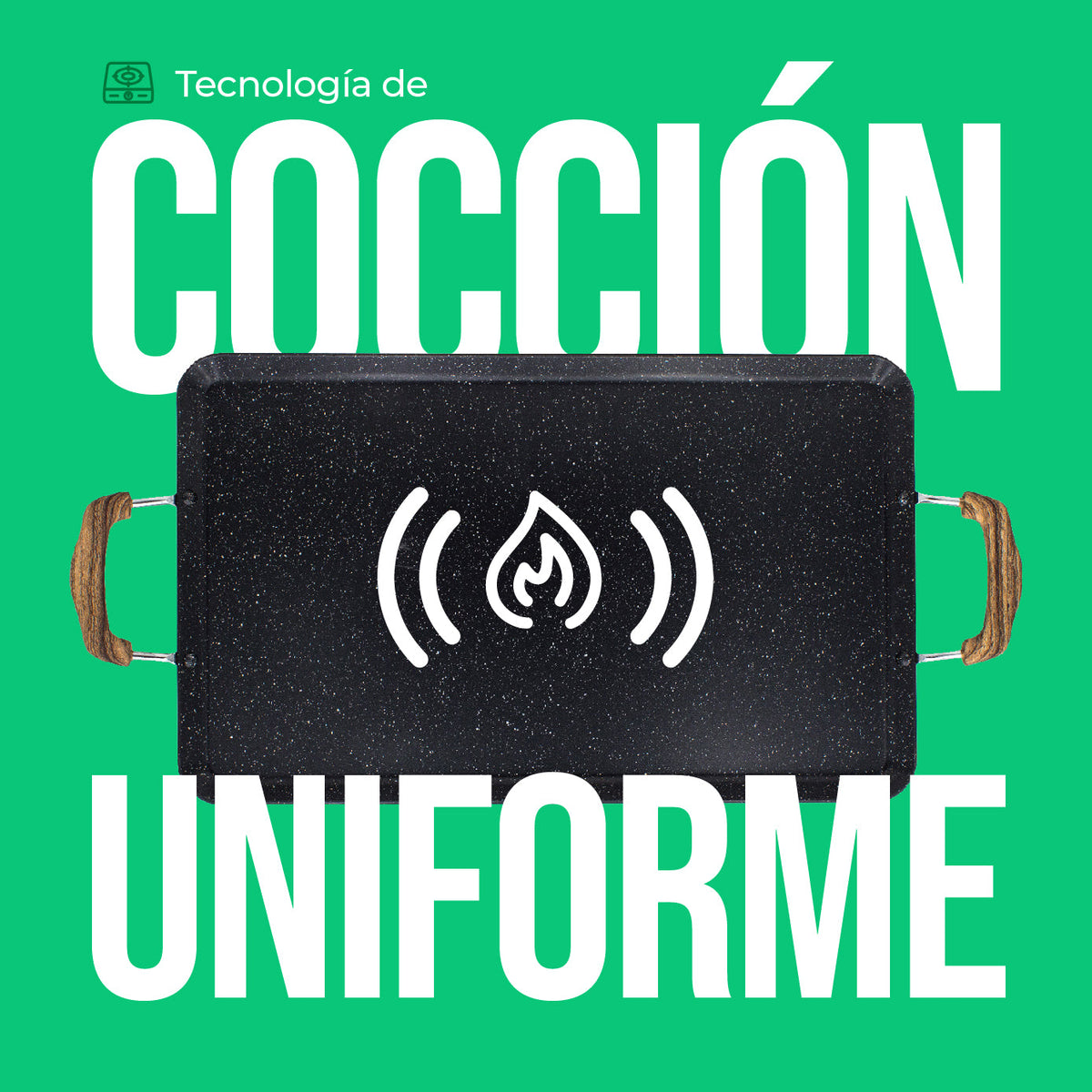 Comal Rectangular Love Cook Con Recubrimiento De Marmol - AZUL