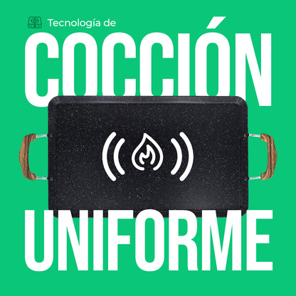 Comal Rectangular Love Cook Con Recubrimiento De Marmol - AZUL