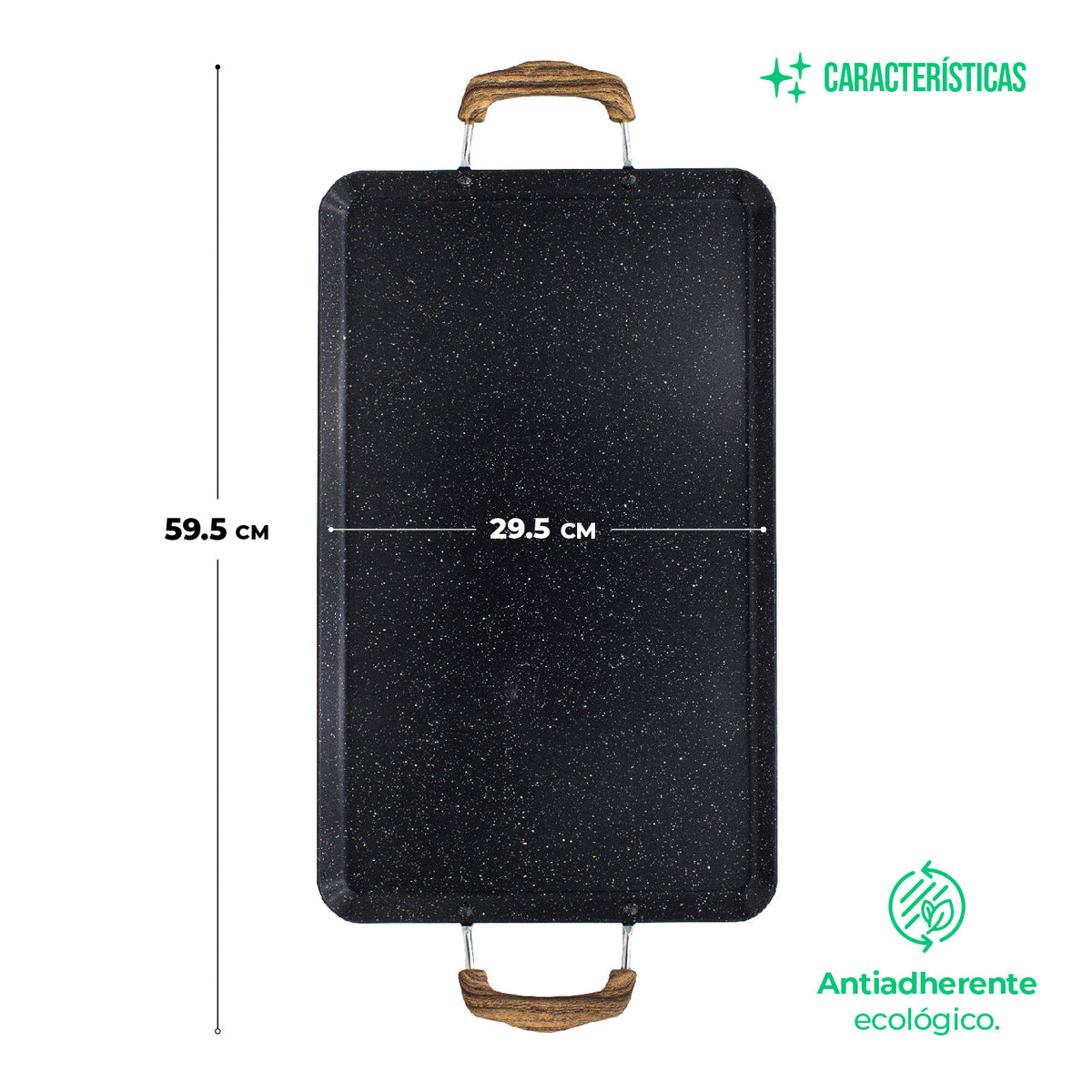 Comal Rectangular Love Cook Con Recubrimiento De Marmol - AZUL