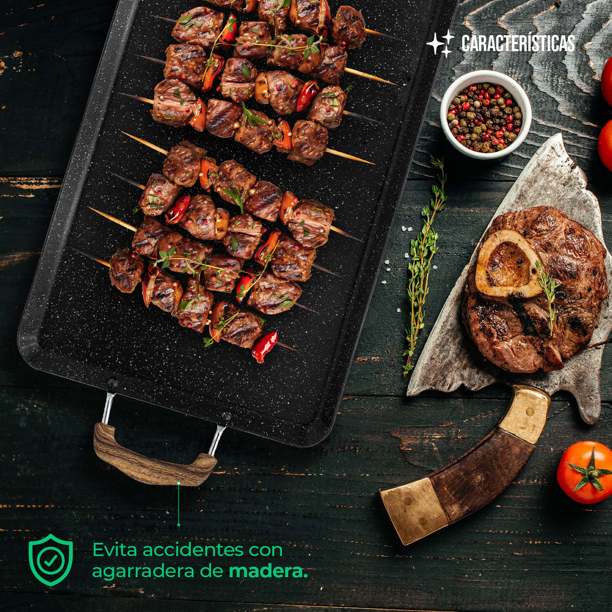 Comal Rectangular Love Cook Con Recubrimiento De Marmol - AZUL