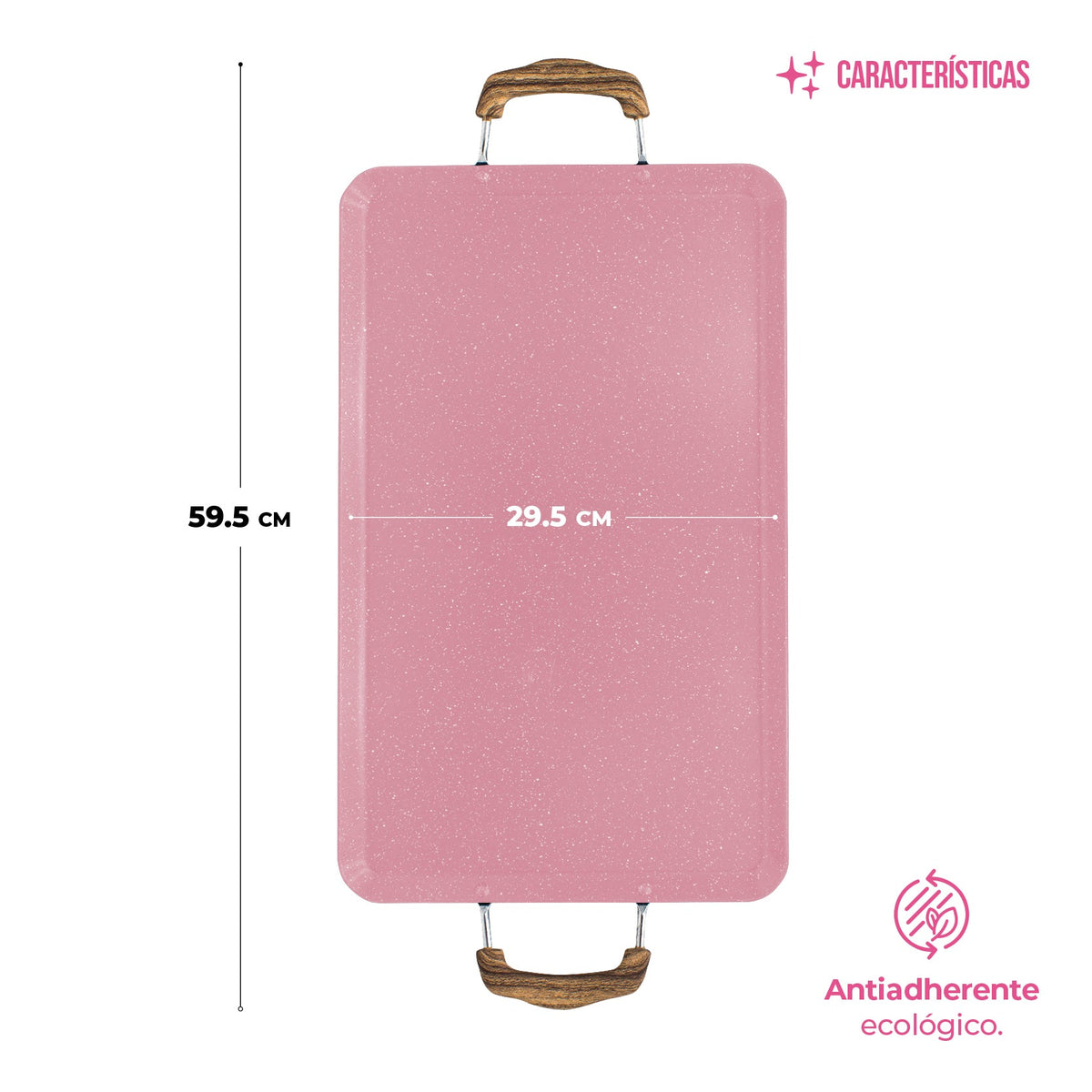 Comal Rectangular Love Cook Con Recubrimiento De Marmol - NEGRO