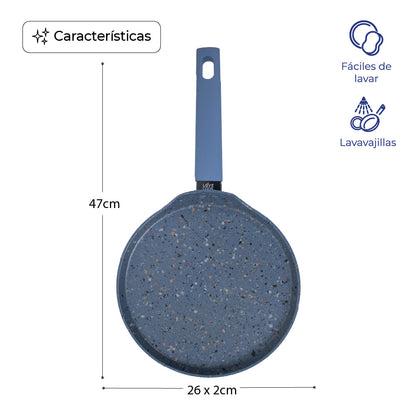 Love Cook Sartén Crepera Línea IH Venecia 26cm- Queen Sense - Azul Verano