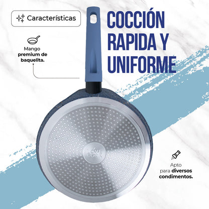 Love Cook Sartén Crepera Línea IH Venecia 26cm- Queen Sense - Azul Verano