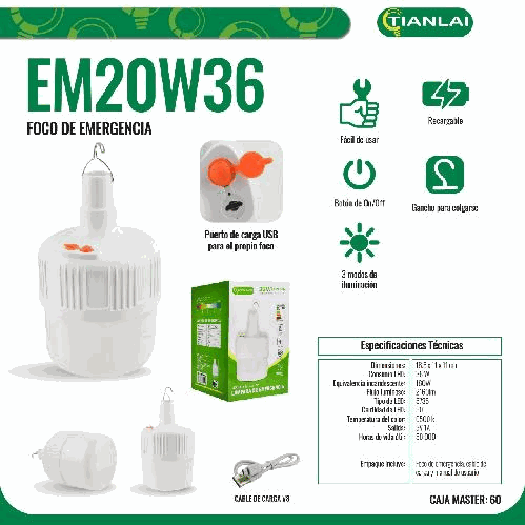 LAMPARA DE EMERGENCIA EM20W36