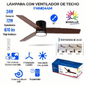 VENTILADOR LAMPARA 64W 3 ASPAS DE MADERA FHM044M