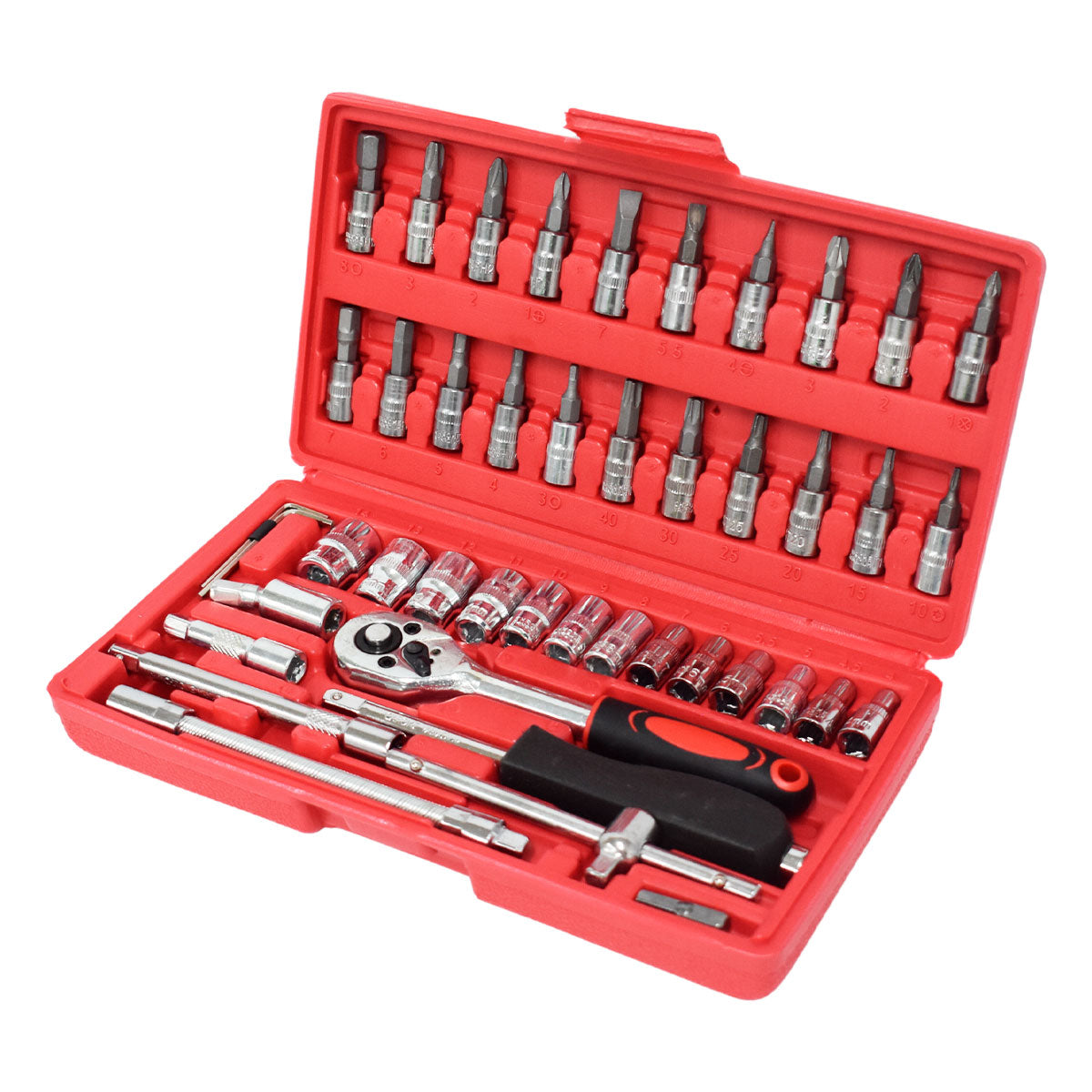 Juego de llaves de trinquete de 46 piezas para reparación automotriz y hogar