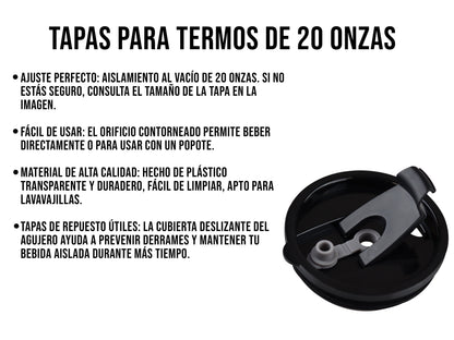 Tapa Termo Acrílico Negra 20 oz - LT-LID20 Tapa Termo Acrílico Negra 20 oz