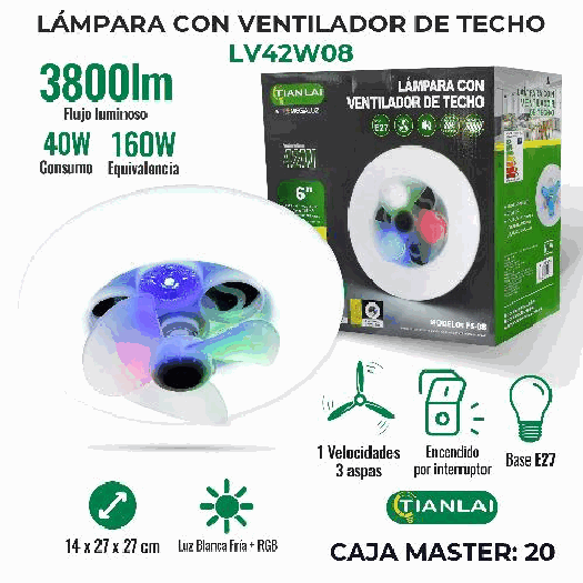 LAMP VENT TECHO LV42W08