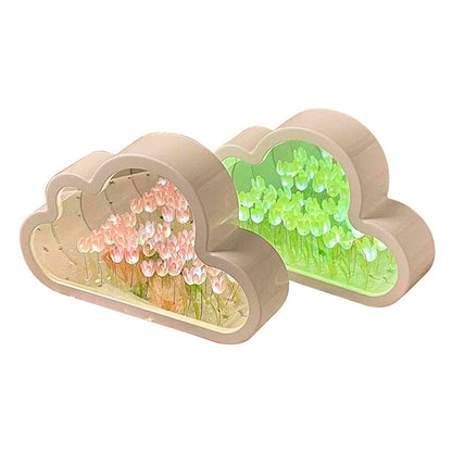 Lámpara LED con Diseño de Nube y Tulipanes