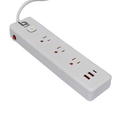 Barra Multicontacto 3 Enchufes, 2 Puertos USB y 1 Puerto Tipo C