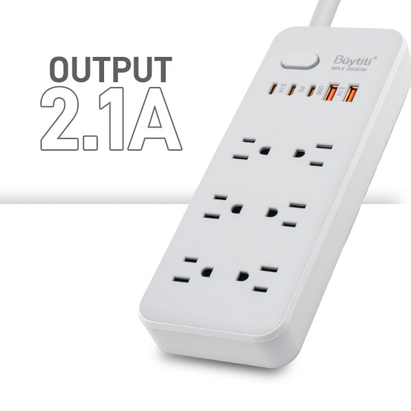 Multicontacto de 2500W con Puertos USB y Tipo C