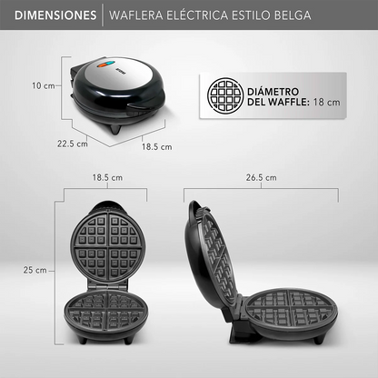 Waflera Eléctrica Estilo Belga RC-91 - Negro