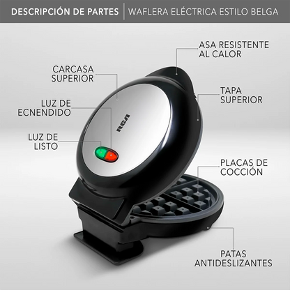 Waflera Eléctrica Estilo Belga RC-91 - Negro