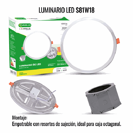 Panel LED Empotrable 18W Ø17.5 cm