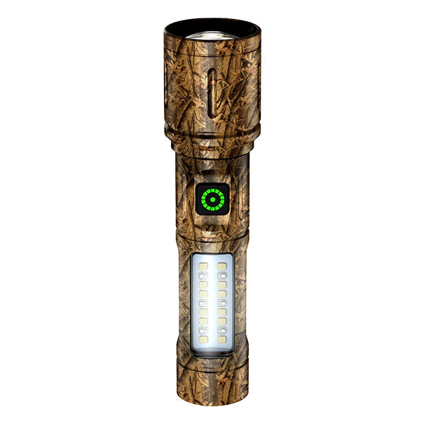 Linterna LED Táctica + COB y Zoom, Cuerpo de Metal y Diseño de Camuflaje