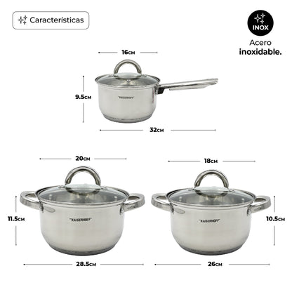 Juego De Cocina Acero Inoxidable 12 Pz Queen Sense