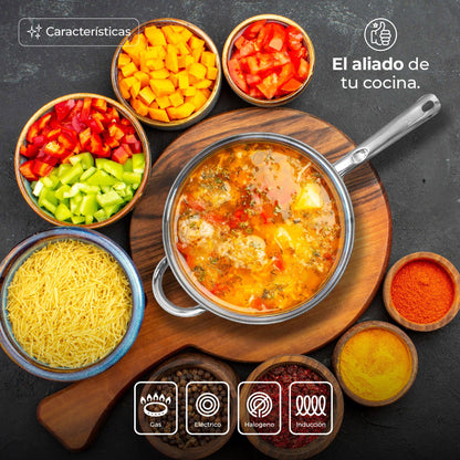 Juego De Cocina Acero Inoxidable 12 Pz Queen Sense