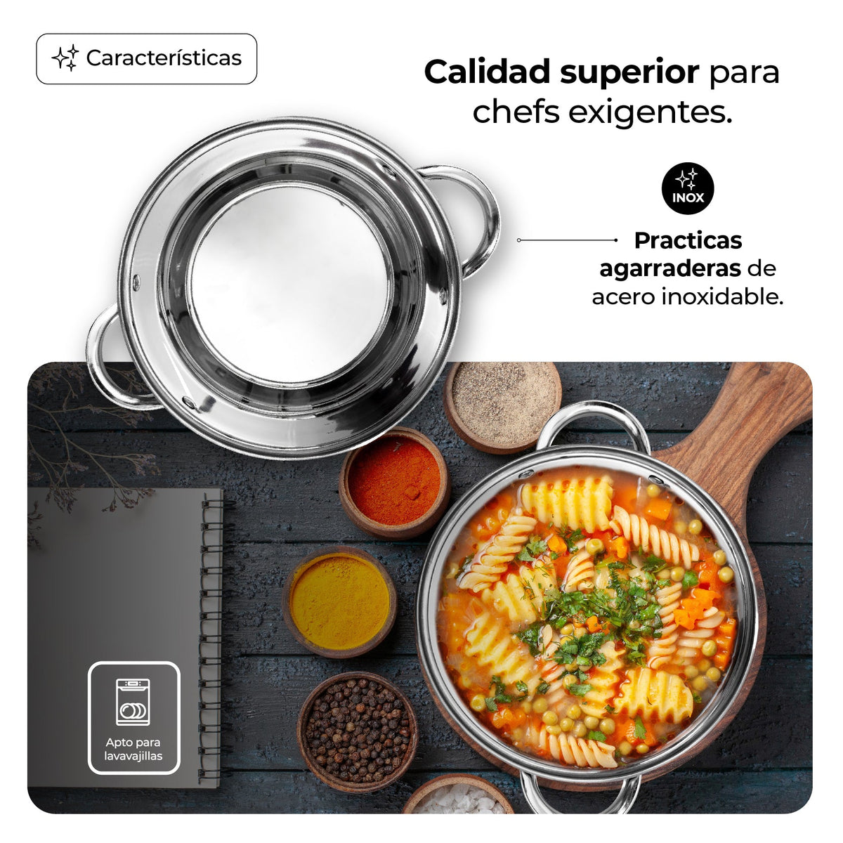 Juego De Cocina Acero Inoxidable 12 Pz Queen Sense