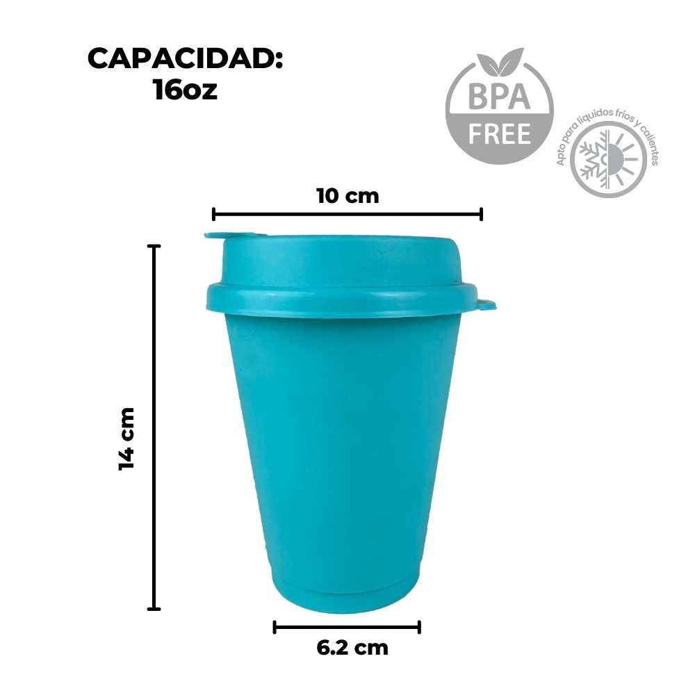 Vaso Cafetero con tapa - 16 oz