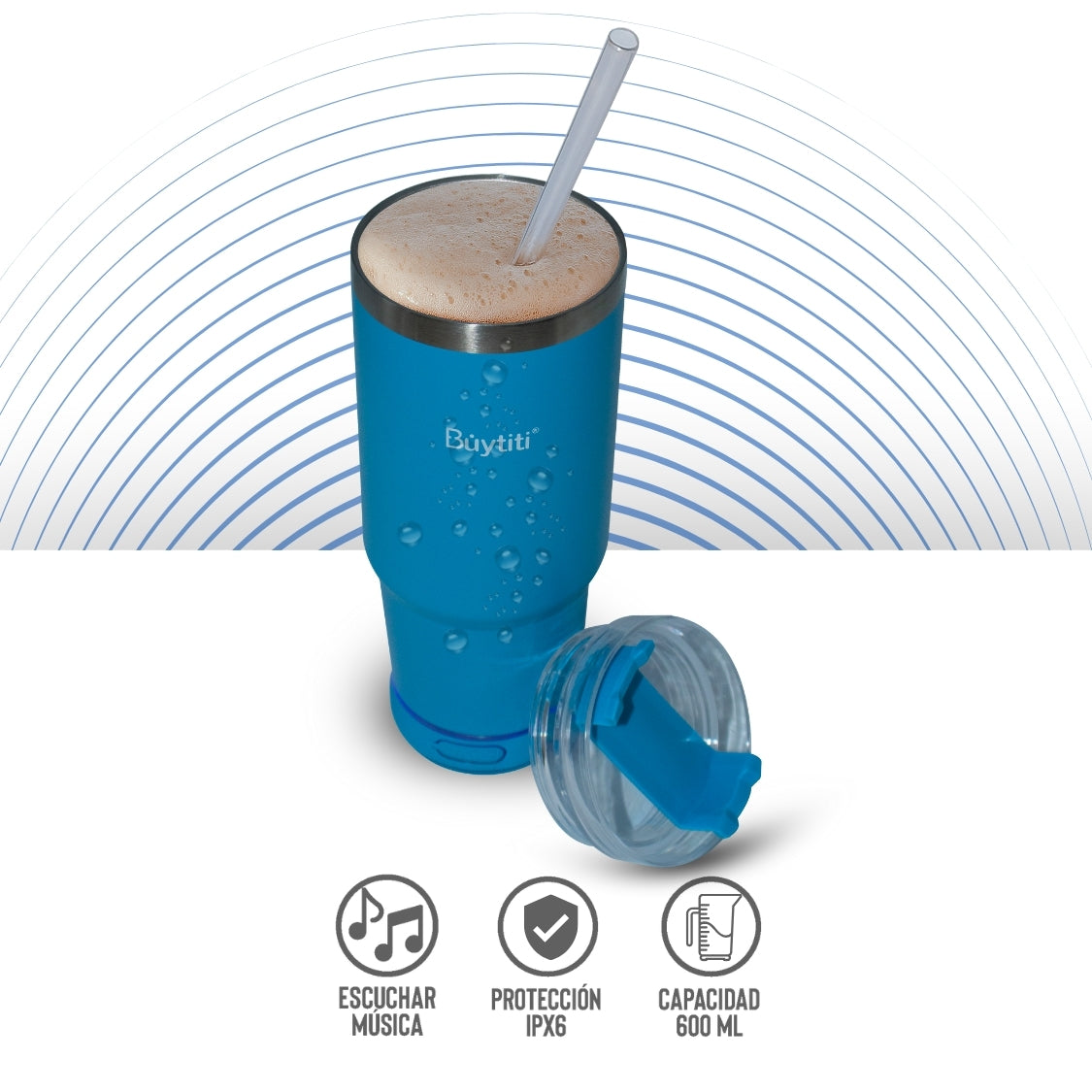 Vaso Termo de 600ml con Altavoz Bluetooth