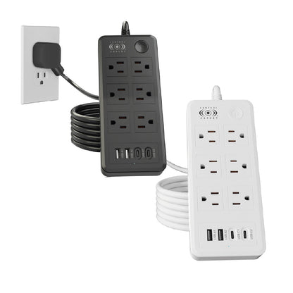 Multicontacto con Puertos USB y Tipo C – 6 Entradas con Carga Rápida y Cable Resistente (20W) - Negro