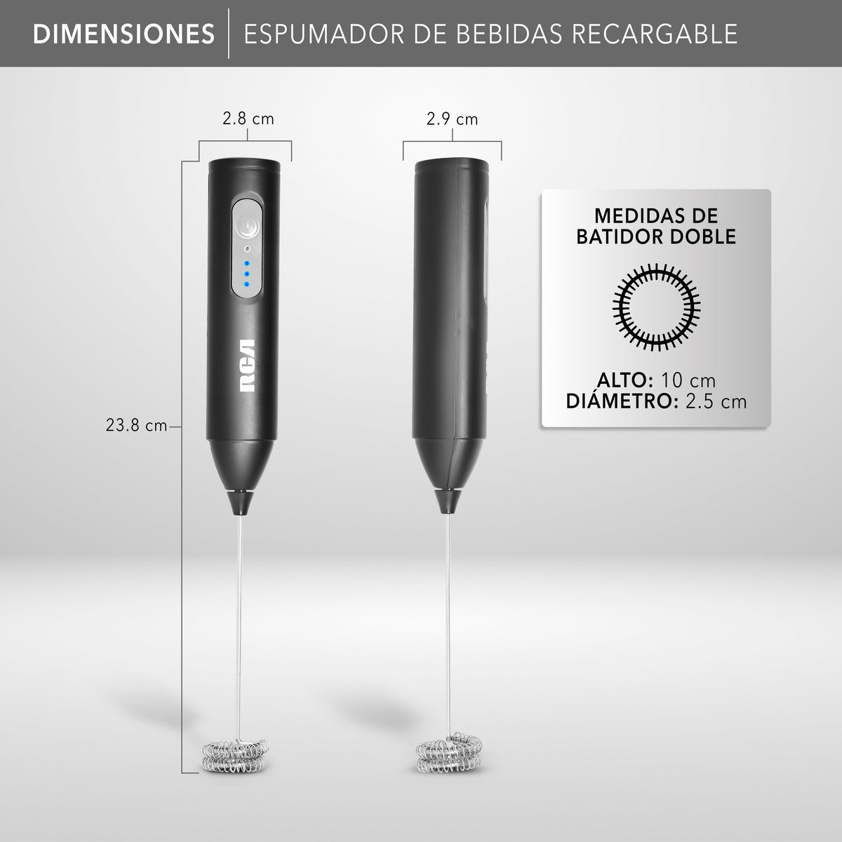 Rca Espumador Eléctrico Recargable De Acero Inoxidable Negro rc-60