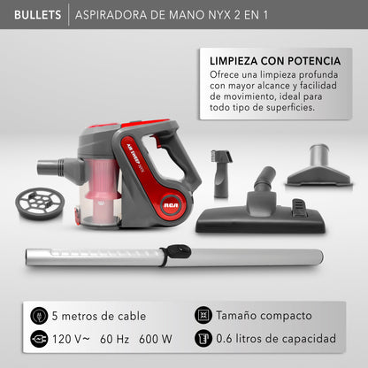 Rca Aspiradora De Mano Nyx RC-A1 2 En 1 Hogar Y Auto - Gris