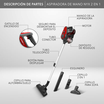Rca Aspiradora De Mano Nyx RC-A1 2 En 1 Hogar Y Auto - Gris