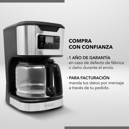 Rca Cafetera Digital Programable 12 Tazas Rc-caf3 Negro - Negro con plata