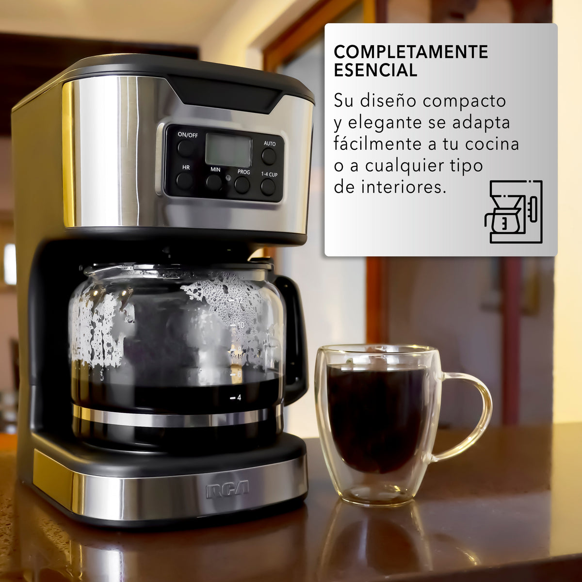 Rca Cafetera Digital Programable 12 Tazas Rc-caf3 Negro - Negro con plata