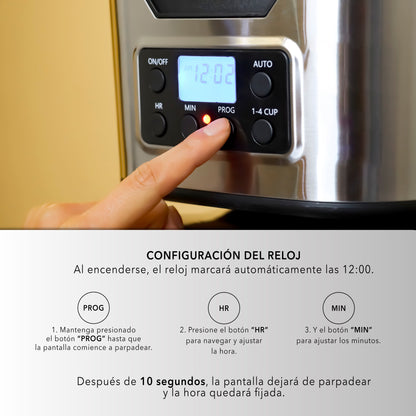 Rca Cafetera Digital Programable 12 Tazas Rc-caf3 Negro - Negro con plata