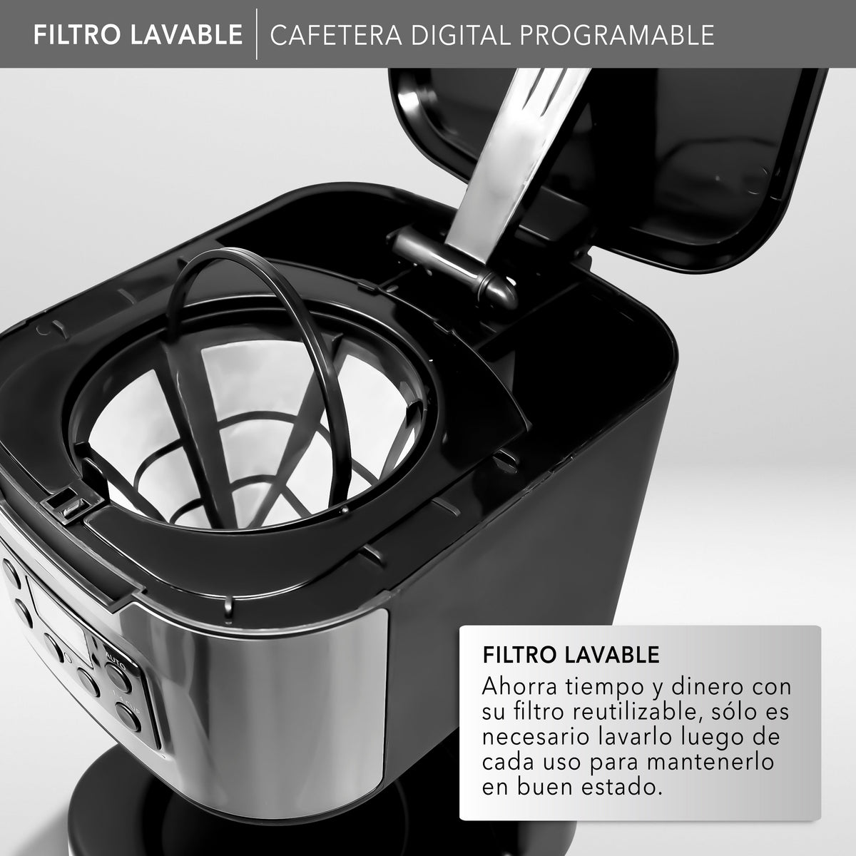 Rca Cafetera Digital Programable 12 Tazas Rc-caf3 Negro - Negro con plata