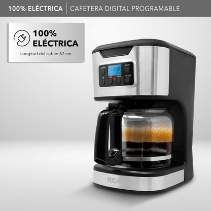 Rca Cafetera Digital Programable 12 Tazas Rc-caf3 Negro - Negro con plata