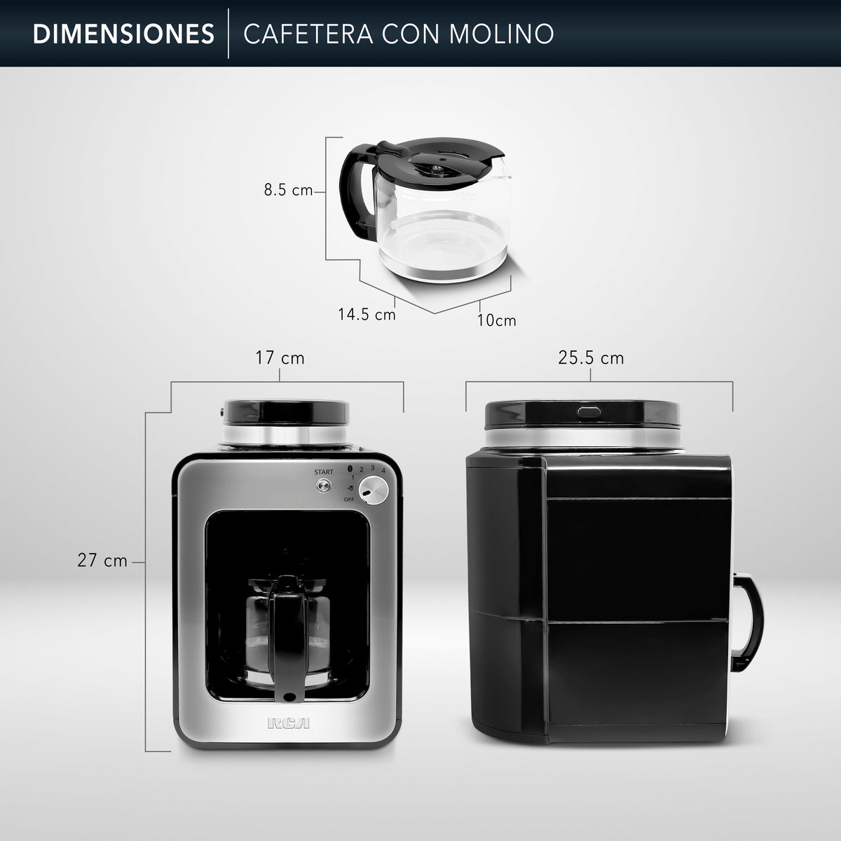 Rca Cafetera Eléctrica Con Molino Rc-caf4 Color Negro