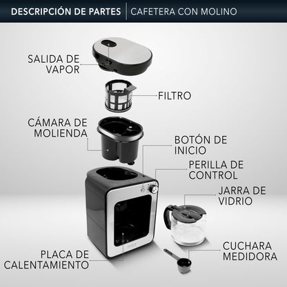 Rca Cafetera Eléctrica Con Molino Rc-caf4 Color Negro