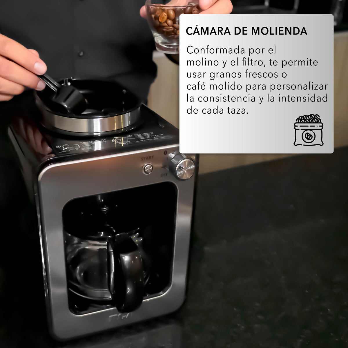 Rca Cafetera Eléctrica Con Molino Rc-caf4 Color Negro